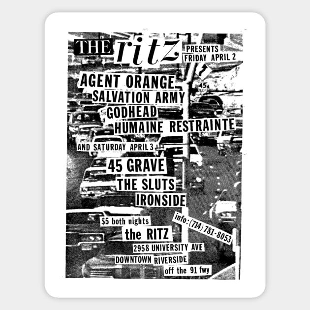 Agent Orange / Salvation Army / 45 Grave Punk Flyer Sticker by Punk Flyer Archive
